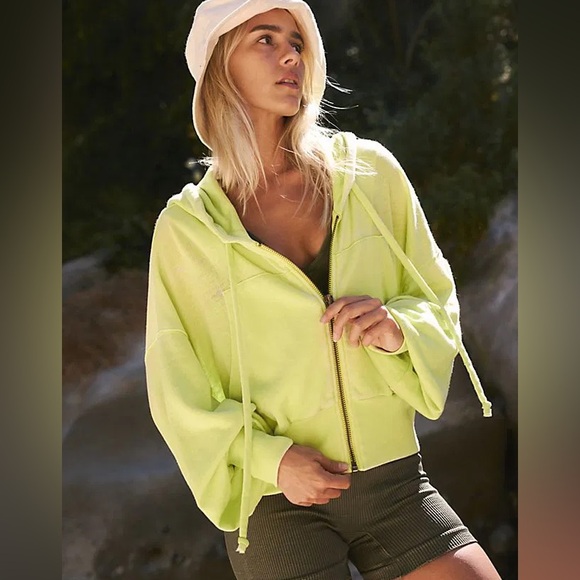 FREE PEOPLELowkey Zip Up - Neon Green,All Products : American Fashion Style Bags On Sale